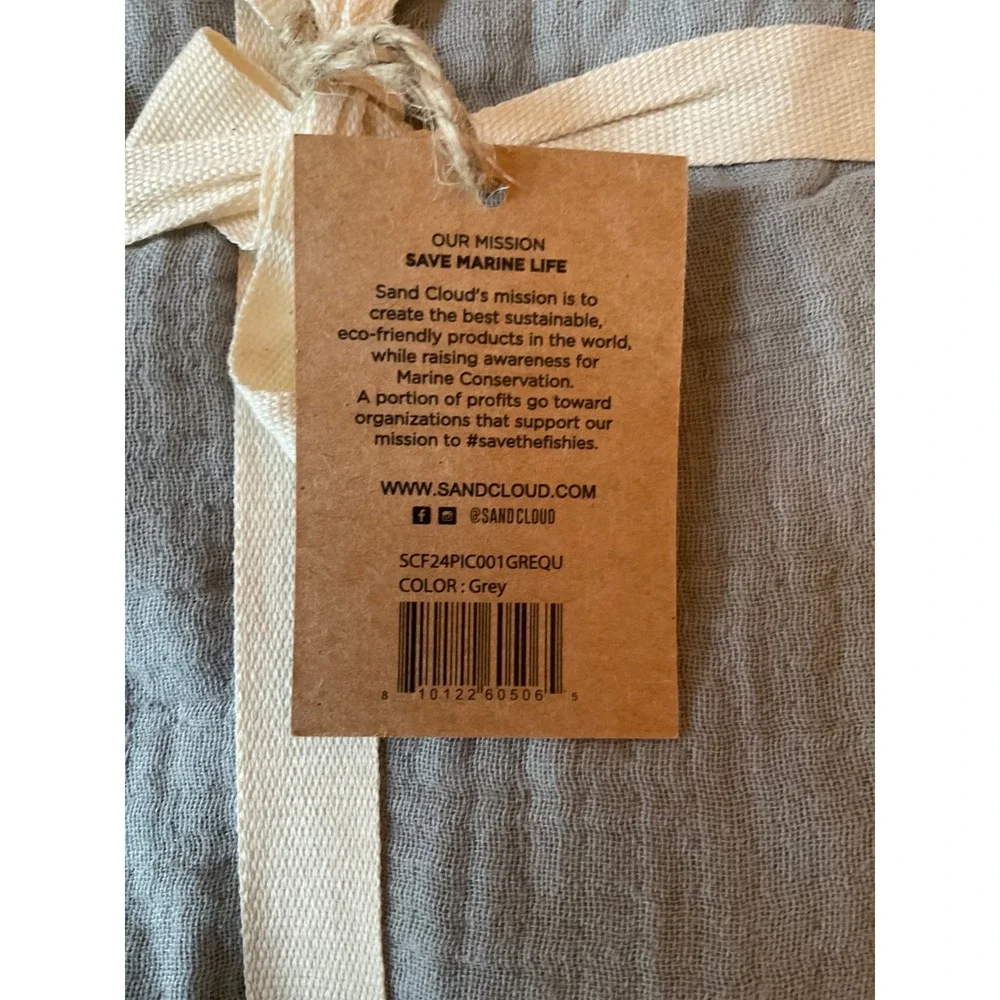 Sand Cloud Gauze Pillow Case 2 Pack Grey Queen New With Tags
